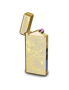 Encendedor Eléctrico Recargable TIKIUKI Dragón Dorado a Prueba de Viento