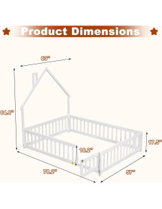 Cama de Piso Completo Osparple Blanca con Cabecera Casa 2