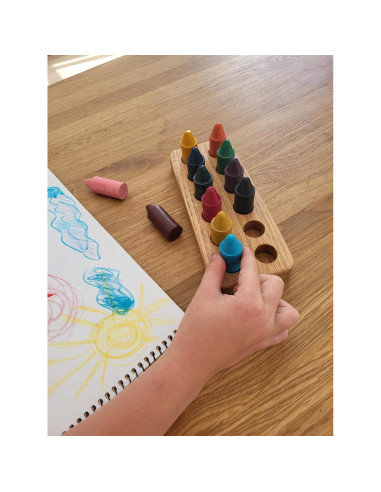 Soporte de Madera para 12 Crayones Honey Sticks - Organizador Montessori