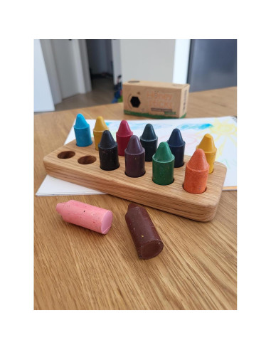 Soporte de Madera para 12 Crayones Honey Sticks - Organizador Montessori