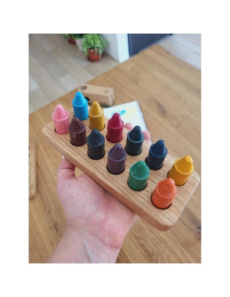 Soporte de Madera para 12 Crayones Honey Sticks - Organizador Montessori