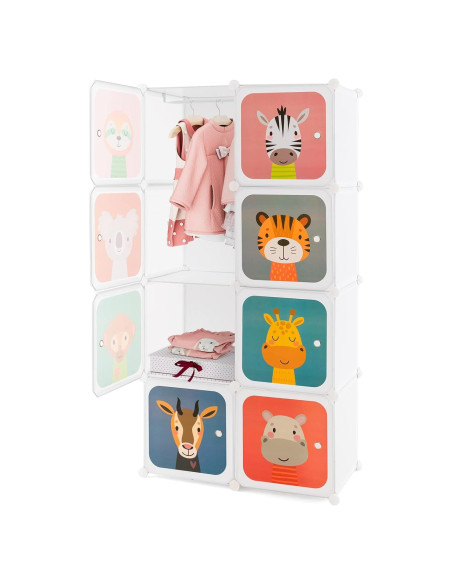 Armario Infantil HONEY JOY 8 Cubos Blanco Modular 75x35.6x144.8 cm