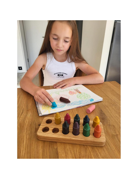 Soporte de Madera para 12 Crayones Honey Sticks - Organizador Montessori