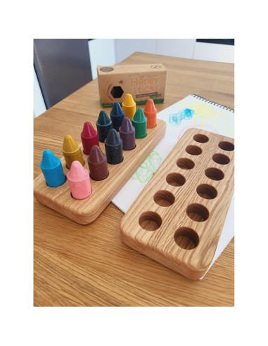 Soporte de Madera para 12 Crayones Honey Sticks - Organizador Montessori
