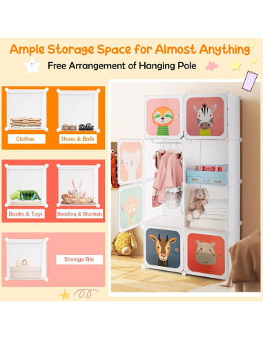 Armario Infantil HONEY JOY 8 Cubos Blanco Modular 75x35.6x144.8 cm