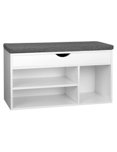 Banco de Almacenamiento de Zapatos WelFurGeer Blanco y Gris