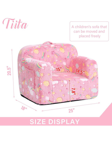 Sofá Tiita Kids Arcoíris Rosa 45.7x63.5 cm para Niños