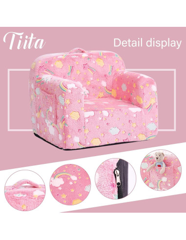 Sofá Tiita Kids Arcoíris Rosa 45.7x63.5 cm para Niños