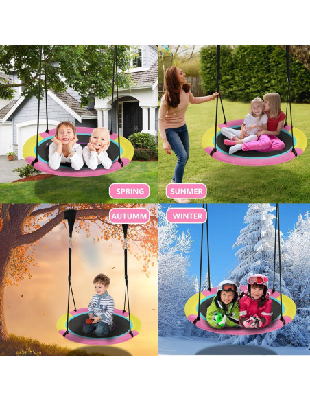 Columpio Redondo para Niños Hotjump 40" Rosa Resistente UV Columpio Redondo para Niños Hotjump 40" Rosa Resistente UV