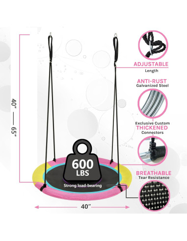 Columpio Redondo para Niños Hotjump 40" Rosa Resistente UV