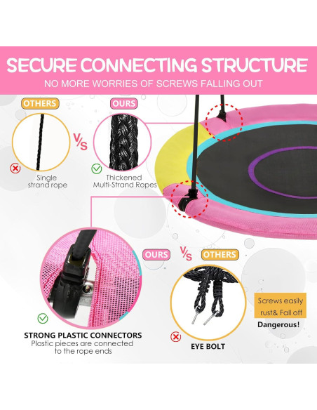 Columpio Redondo para Niños Hotjump 40" Rosa Resistente UV Columpio Redondo para Niños Hotjump 40" Rosa Resistente UV