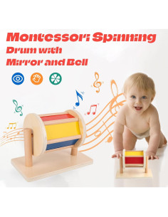 Tambor Arcoíris Giratorio de Madera YunHe 28x16x21 cm 2