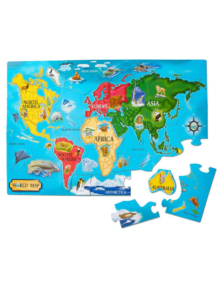 Rompecabezas de Piso Jumbo Mapa Mundial Melissa & Doug 33 Piezas