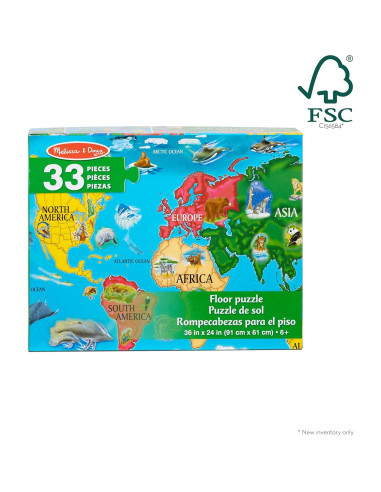 Rompecabezas de Piso Jumbo Mapa Mundial Melissa & Doug 33 Piezas