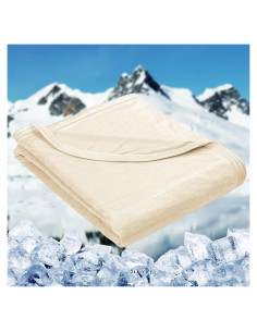 Manta Refrigerante HOMFINE Beige 152x203 cm Ligera y Transpirable