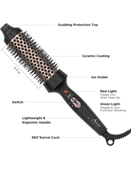 Cepillo Térmico Aima Beauty 35mm Voluminizador Negro