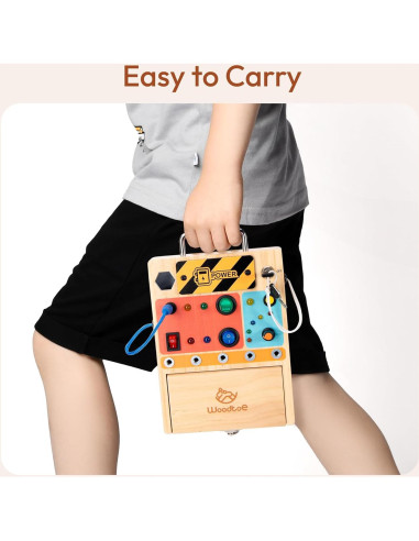 Tablero Ocupado 3-en-1 Woodtoe con Luz LED para Niños