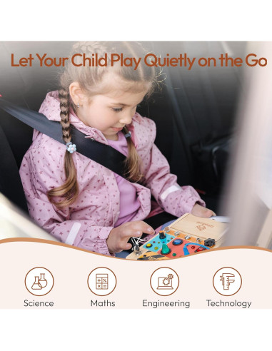 Tablero Ocupado 3-en-1 Woodtoe con Luz LED para Niños