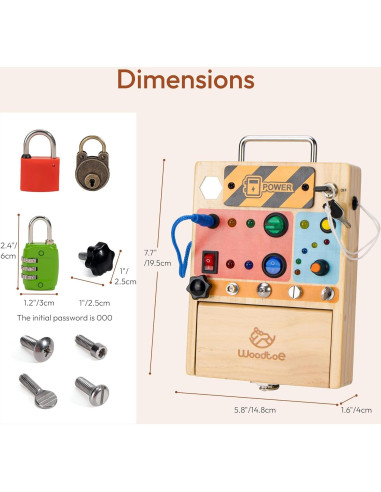 Tablero Ocupado 3-en-1 Woodtoe con Luz LED para Niños