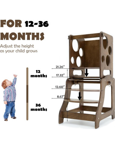 Escalera de Cocina para Niños ZHIMUSANO - Madera de Abedul, 68 kg