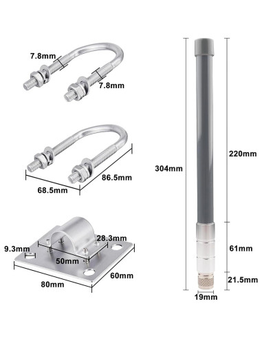 Antena Celular 4G YovKiss 30cm 5dBi Fibra de Vidrio