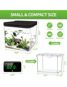 Kit Acuario 1.8 Galones Moonorange con Termómetro y Filtro 2