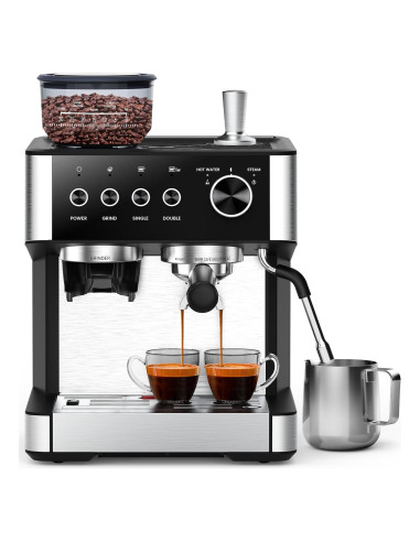 COWSAR Máquina de Espresso CM8031 15 Bar con Molinillo y Espumador