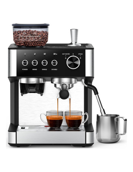 COWSAR Máquina de Espresso CM8031 15 Bar con Molinillo y Espumador