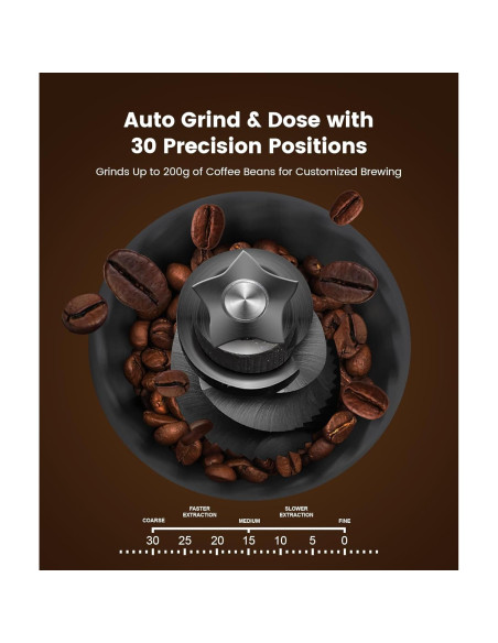 COWSAR Máquina de Espresso CM8031 15 Bar con Molinillo y Espumador