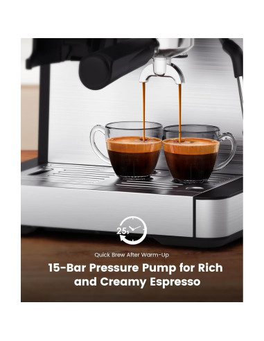 COWSAR Máquina de Espresso CM8031 15 Bar con Molinillo y Espumador