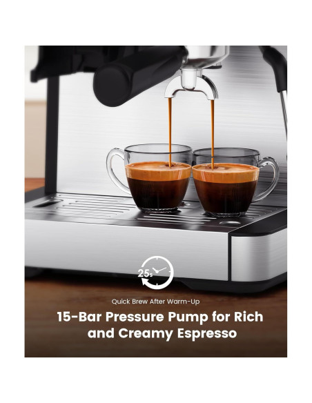 COWSAR Máquina de Espresso CM8031 15 Bar con Molinillo y Espumador