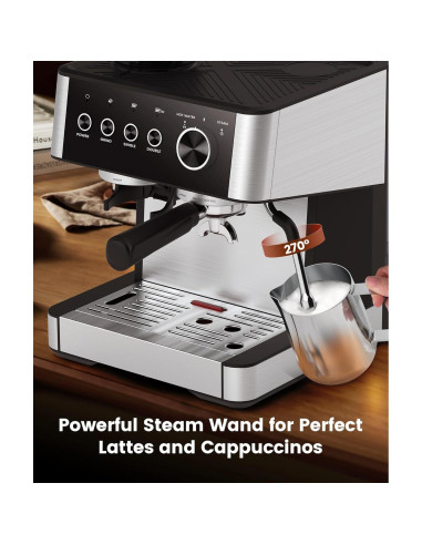 COWSAR Máquina de Espresso CM8031 15 Bar con Molinillo y Espumador