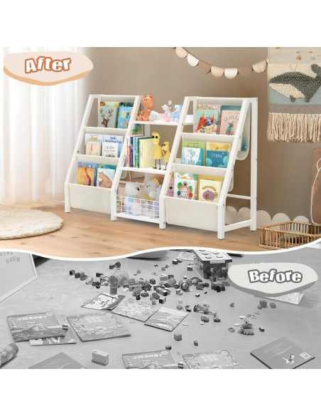 Estantería Montessori BORISI 3 Niveles para Niños Blanco