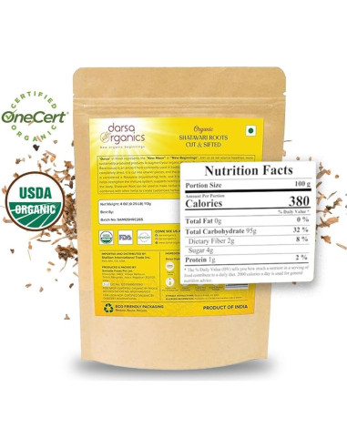 Shatavari Orgánica Darsa - 113 g, Raíz de Espárrago Racemoso