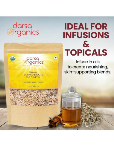 Shatavari Orgánica Darsa - 113 g, Raíz de Espárrago Racemoso