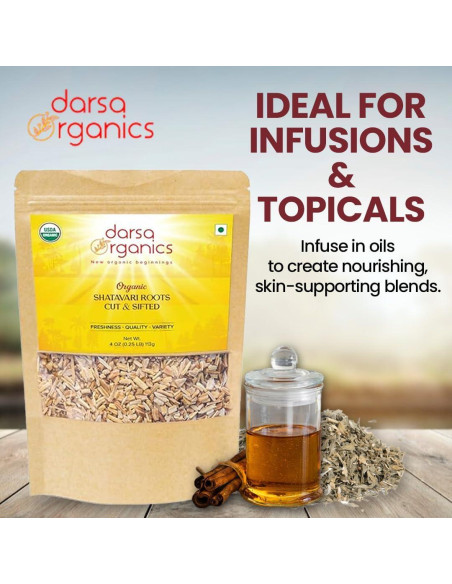 Shatavari Orgánica Darsa - 113 g, Raíz de Espárrago Racemoso Shatavari Orgánica Darsa - 113 g, Raíz de Espárrago Racemoso