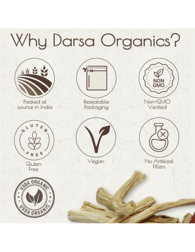 Shatavari Orgánica Darsa - 113 g, Raíz de Espárrago Racemoso