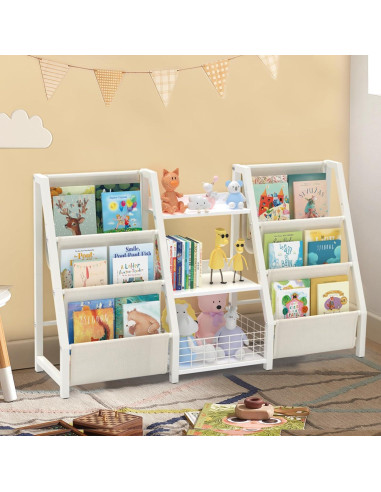 Estantería Montessori BORISI 3 Niveles para Niños Blanco