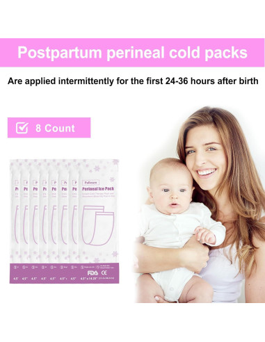 8 Paquetes de Hielo Perineales Desechables Pallesen 35.56 cm