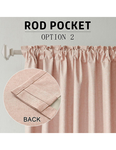 Cortinas Opacas DUALIFE 100% Lino Rosa Bebé 50x90 cm - 2 Piezas Cortinas Opacas DUALIFE 100% Lino Rosa Bebé 50x90 cm - 2 Piezas