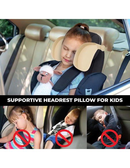 Almohada ajustable para reposacabezas de coche LIGCAS - Beige