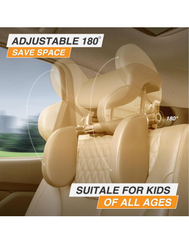 Almohada ajustable para reposacabezas de coche LIGCAS - Beige