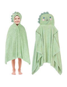 Toalla con Capucha Absorbente Fingertip WD Verde Dinosaurio 70x140cm