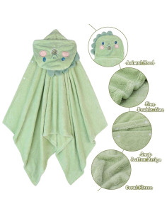 Toalla con Capucha Absorbente Fingertip WD Verde Dinosaurio 70x140cm 2