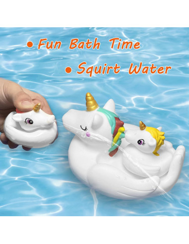 Juguetes de baño de unicornio KIDPAPA - Set 4 piezas