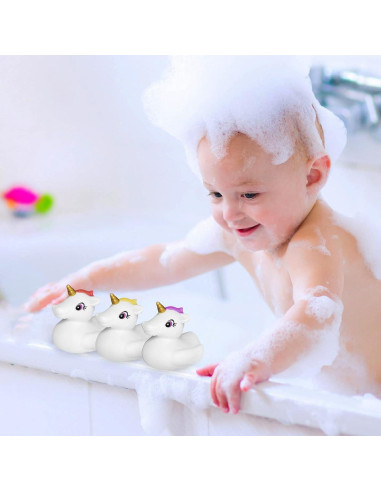 Juguetes de baño de unicornio KIDPAPA - Set 4 piezas