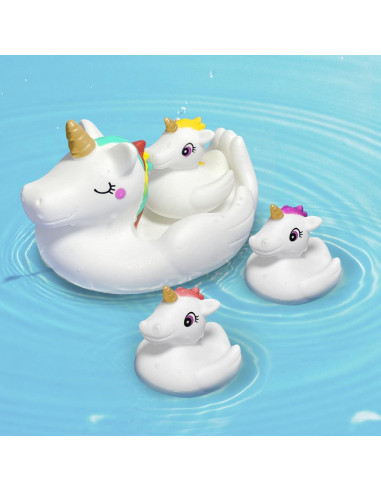 Juguetes de baño de unicornio KIDPAPA - Set 4 piezas