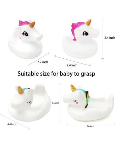Juguetes de baño de unicornio KIDPAPA - Set 4 piezas