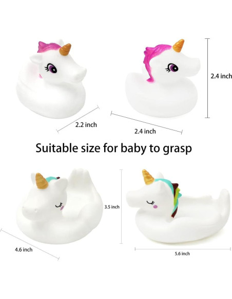 Juguetes de baño de unicornio KIDPAPA - Set 4 piezas