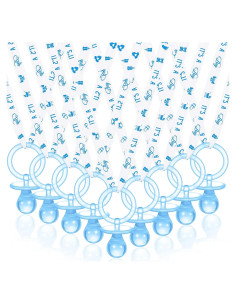 Collar de Chupetes Acrílicos Baby Shower 36 Piezas Azul Blanco